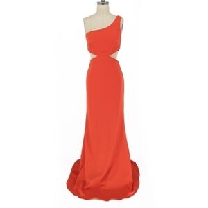 Jay Godfrey One Shoulder Maxi Dress Orange 4 formal wedding gala prom preppy